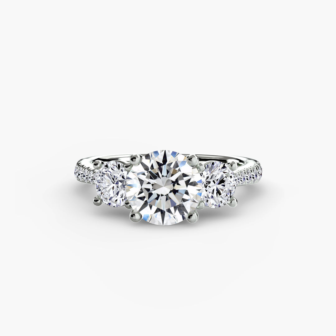 BROMONT IV Three Stone Diamond Engagement Ring with a Diamond Band