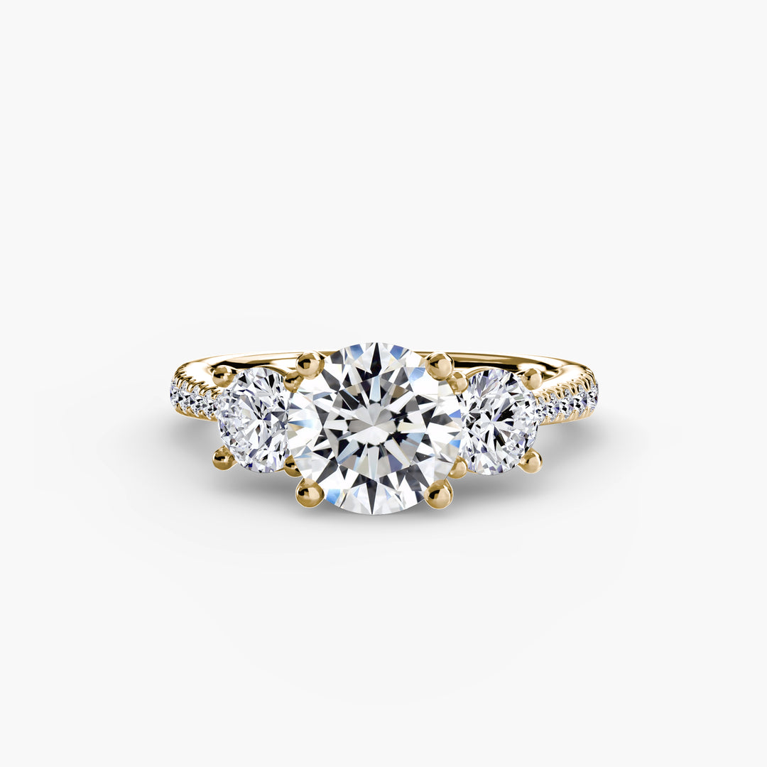 BROMONT IV Three Stone Diamond Engagement Ring with a Diamond Band
