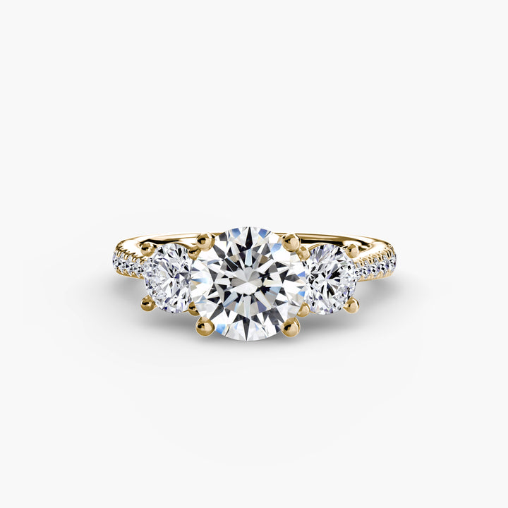 BROMONT IV Three Stone Diamond Engagement Ring with a Diamond Band