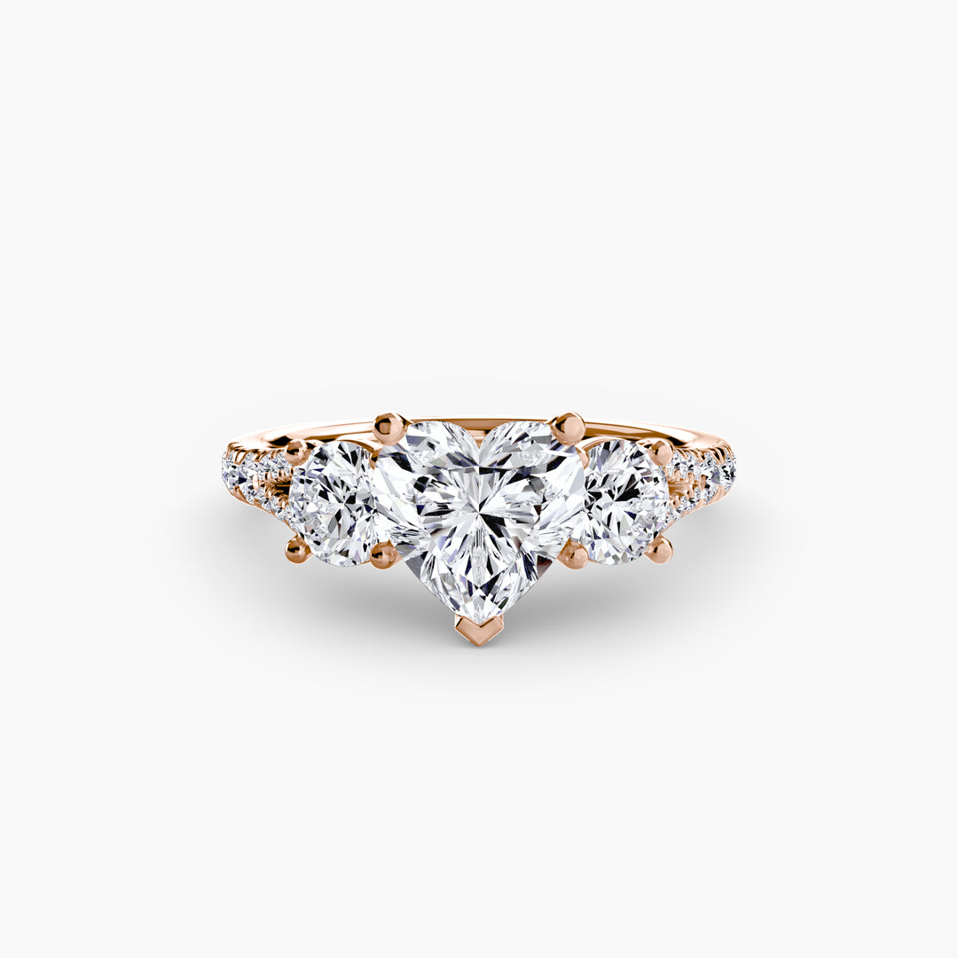 BROMONT III Three Stone Diamond Engagement Ring with a Diamond Band