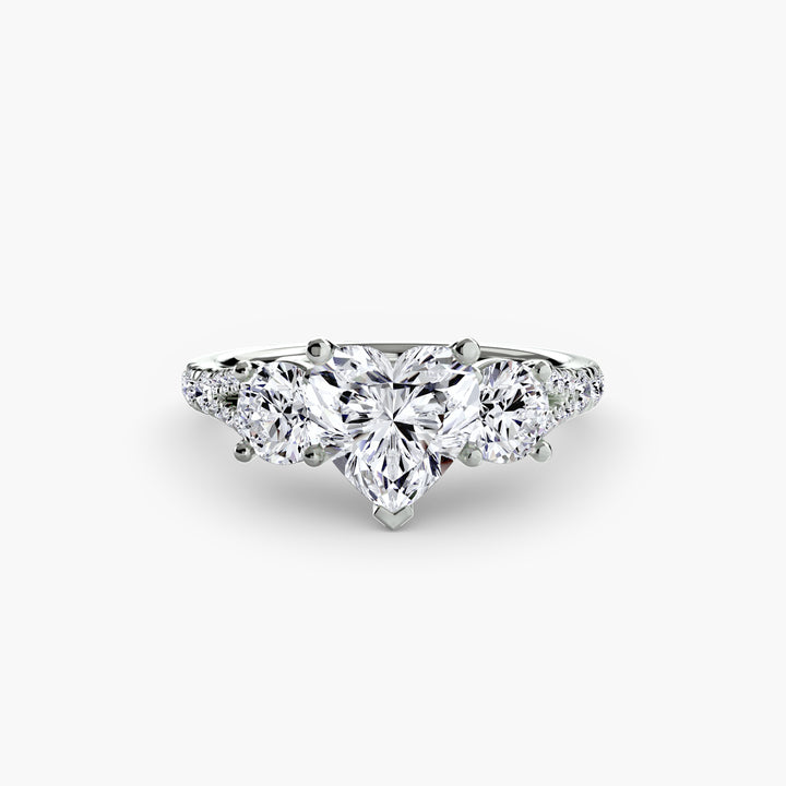 BROMONT III Three Stone Diamond Engagement Ring with a Diamond Band