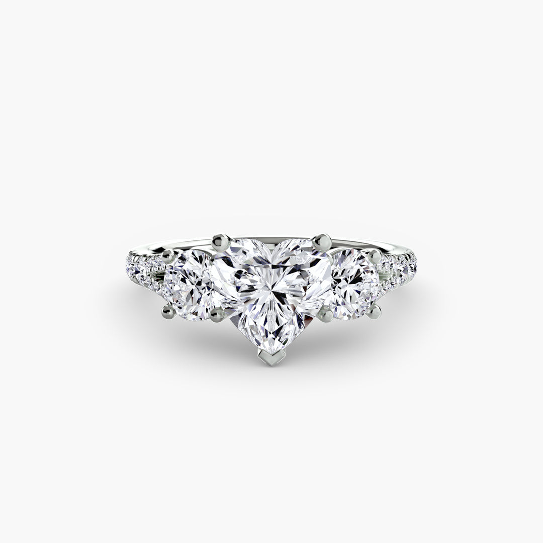 BROMONT III Three Stone Diamond Engagement Ring with a Diamond Band