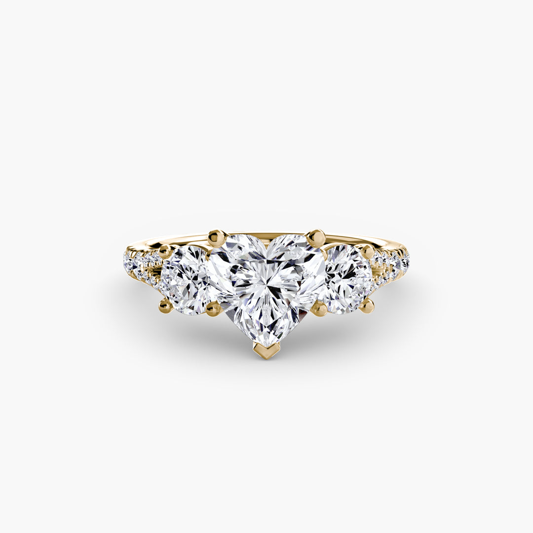 BROMONT III Three Stone Diamond Engagement Ring with a Diamond Band