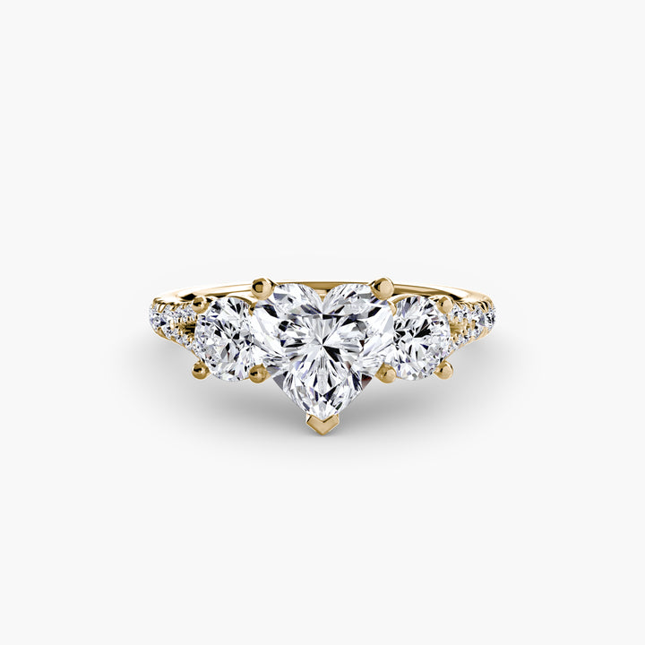 BROMONT III Three Stone Diamond Engagement Ring with a Diamond Band