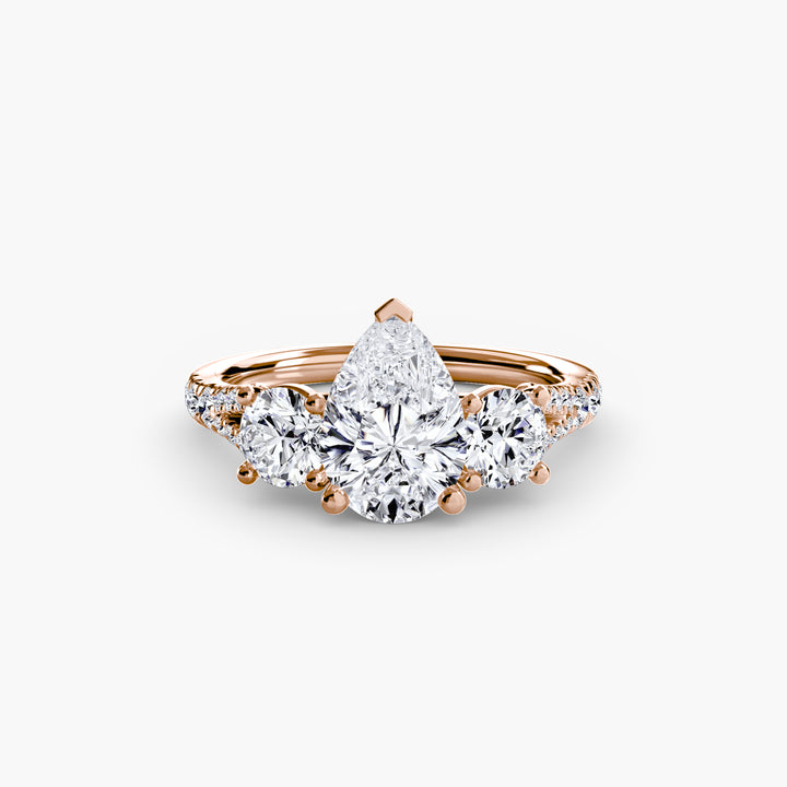 BROMONT III Three Stone Diamond Engagement Ring with a Diamond Band
