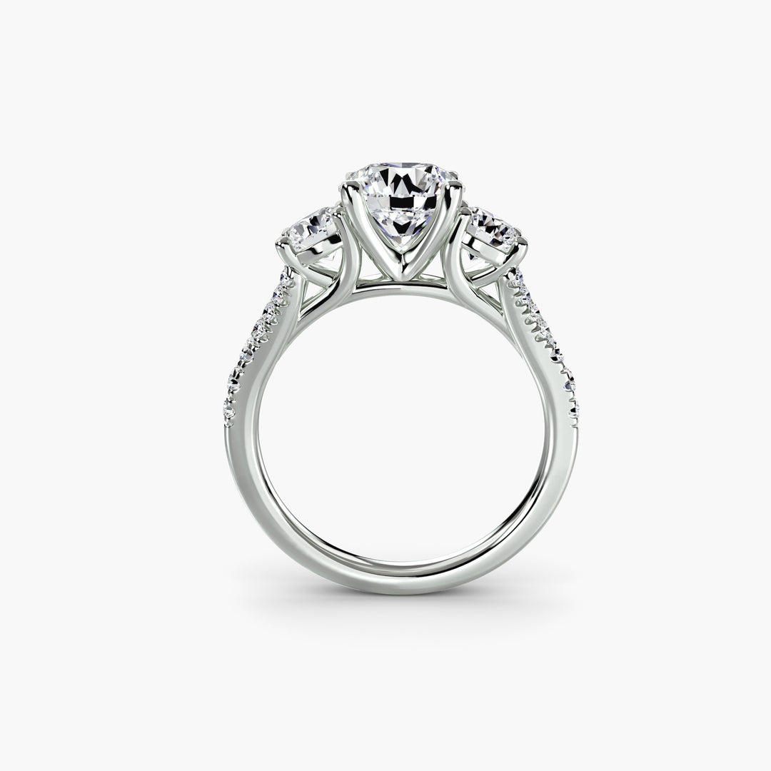 BROMONT III Three Stone Diamond Engagement Ring with a Diamond Band