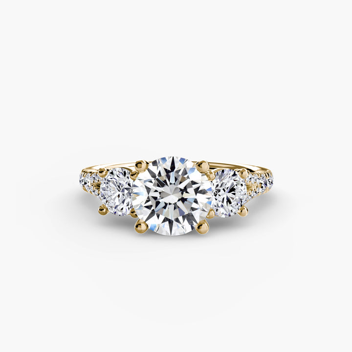 BROMONT III Three Stone Diamond Engagement Ring with a Diamond Band