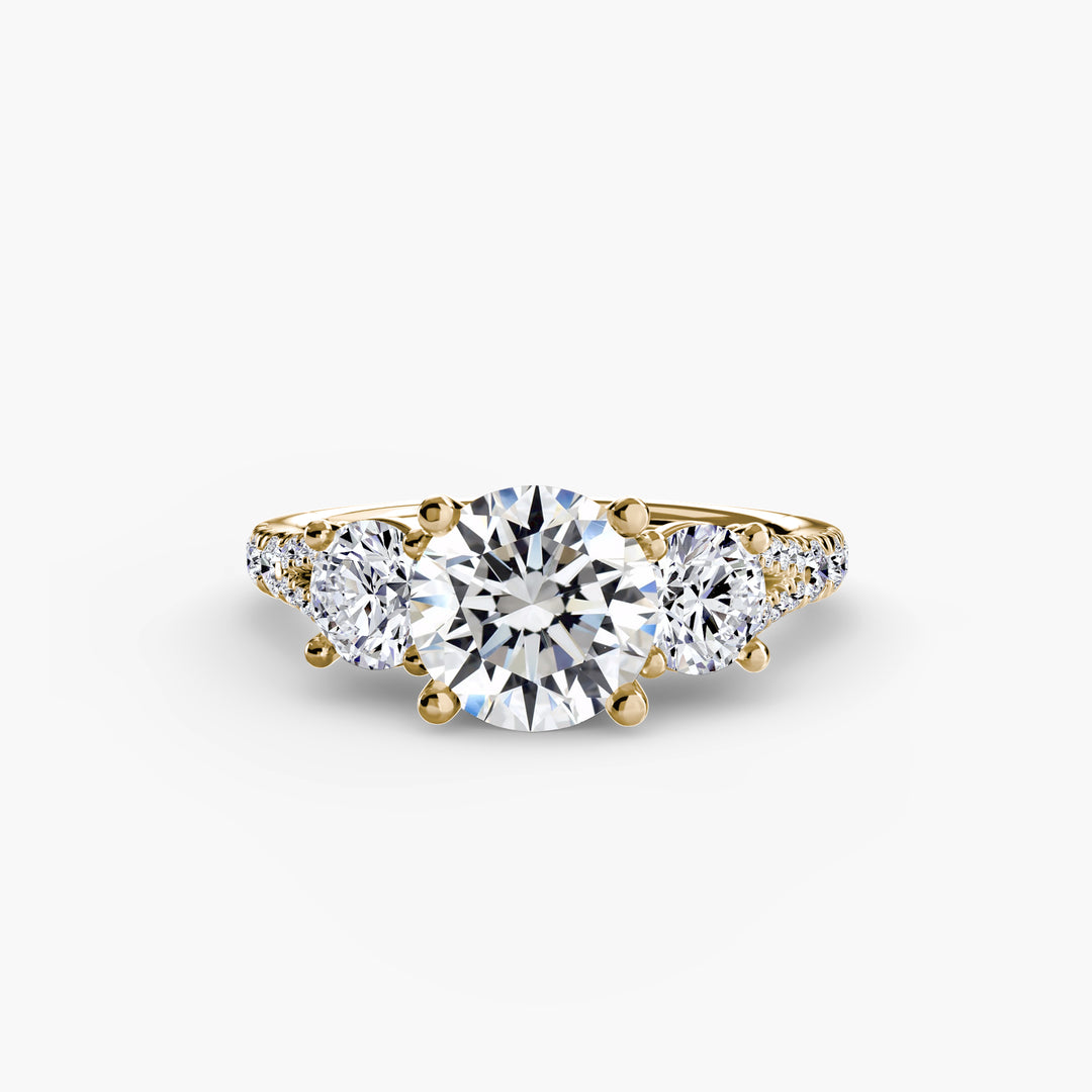 BROMONT III Three Stone Diamond Engagement Ring with a Diamond Band