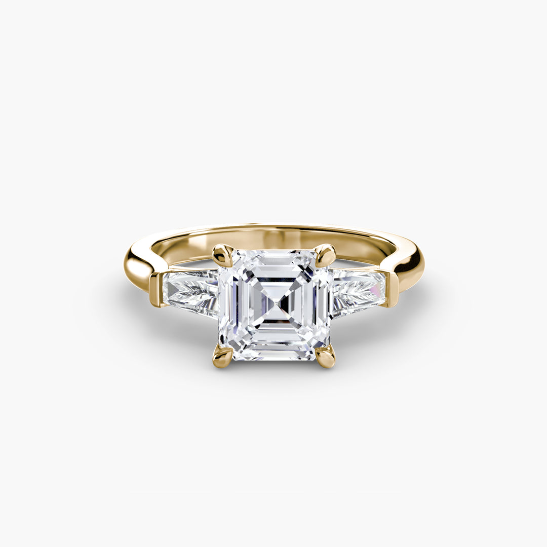 BELCARRA III Three Stone Diamond Engagement Ring with Tapered Baguette Side Stones