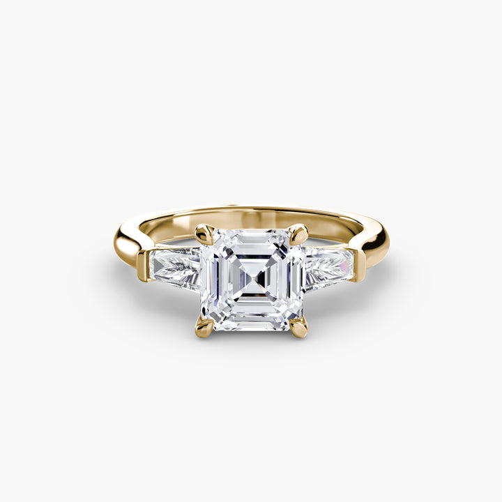 BELCARRA III Three Stone Diamond Engagement Ring with Tapered Baguette Side Stones