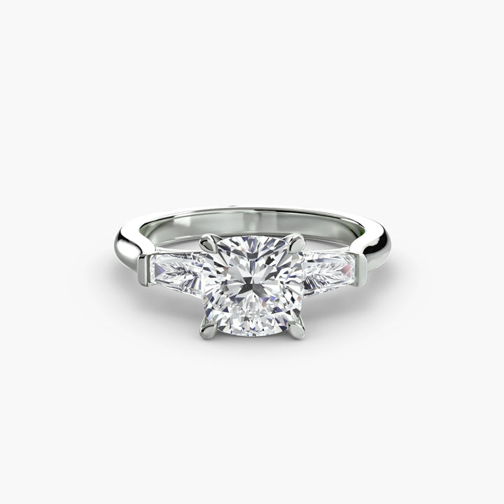 BELCARRA III Three Stone Diamond Engagement Ring with Tapered Baguette Side Stones