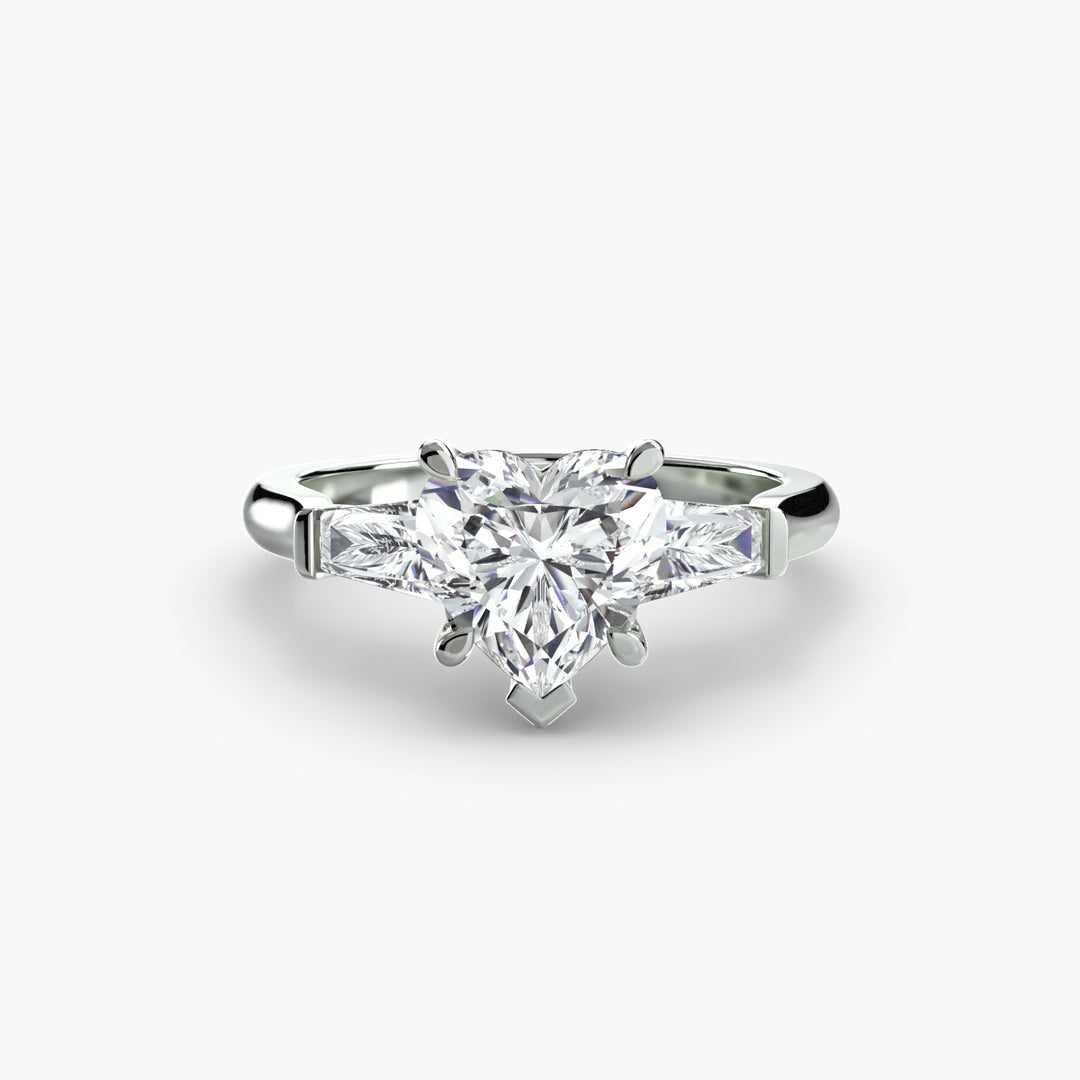 BELCARRA III Three Stone Diamond Engagement Ring with Tapered Baguette Side Stones