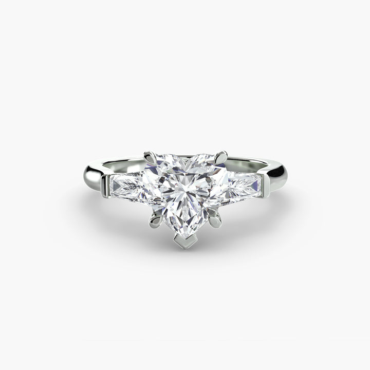 BELCARRA III Three Stone Diamond Engagement Ring with Tapered Baguette Side Stones