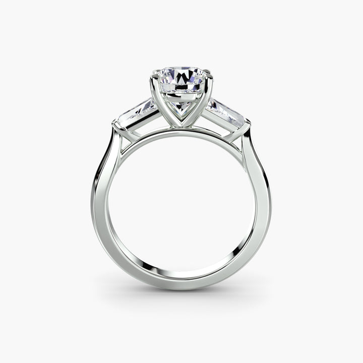 BELCARRA III Three Stone Diamond Engagement Ring with Tapered Baguette Side Stones