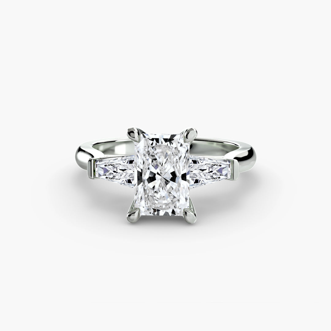 BELCARRA I Three Stone Diamond Engagement Ring with Tapered Baguette Side Stones