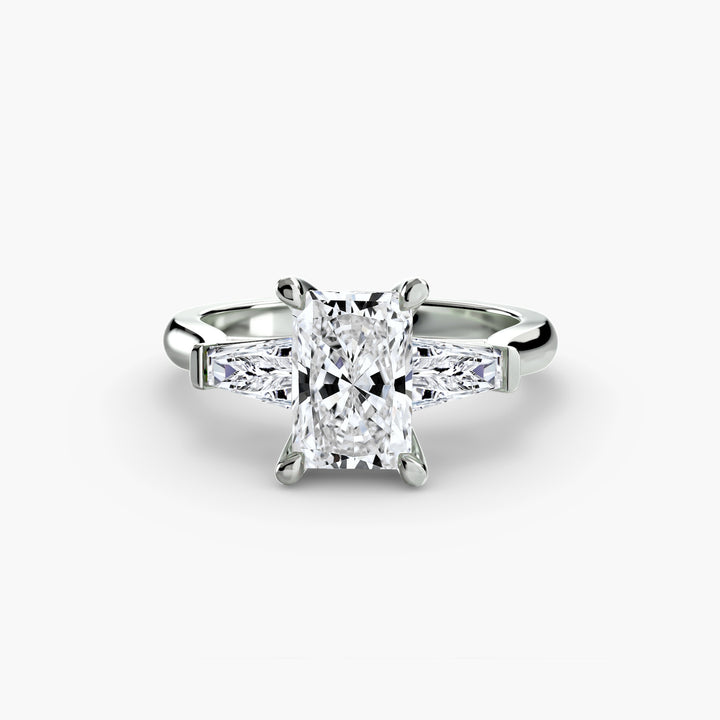 BELCARRA I Three Stone Diamond Engagement Ring with Tapered Baguette Side Stones