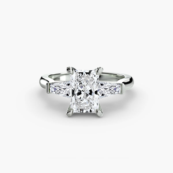 BELCARRA I Three Stone Diamond Engagement Ring with Tapered Baguette Side Stones