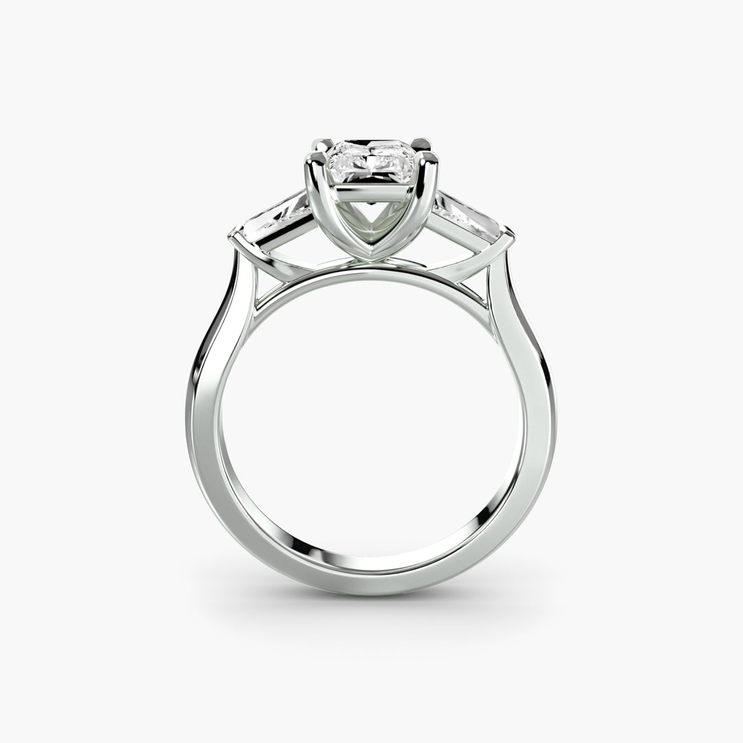 BELCARRA I Three Stone Diamond Engagement Ring with Tapered Baguette Side Stones