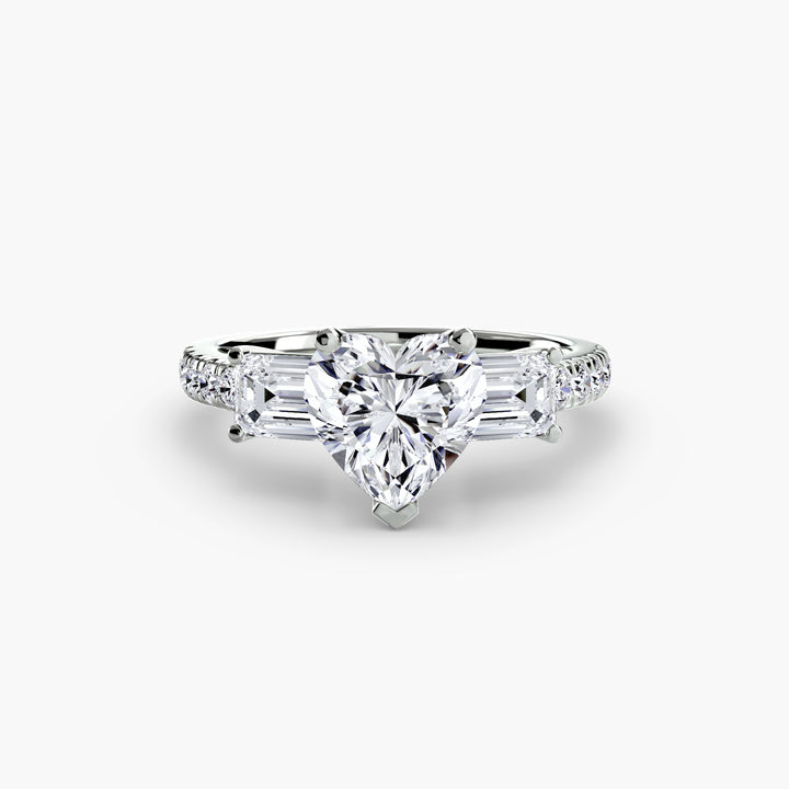 BROMONT II Three Stone Diamond Engagement Ring with a Diamond Band
