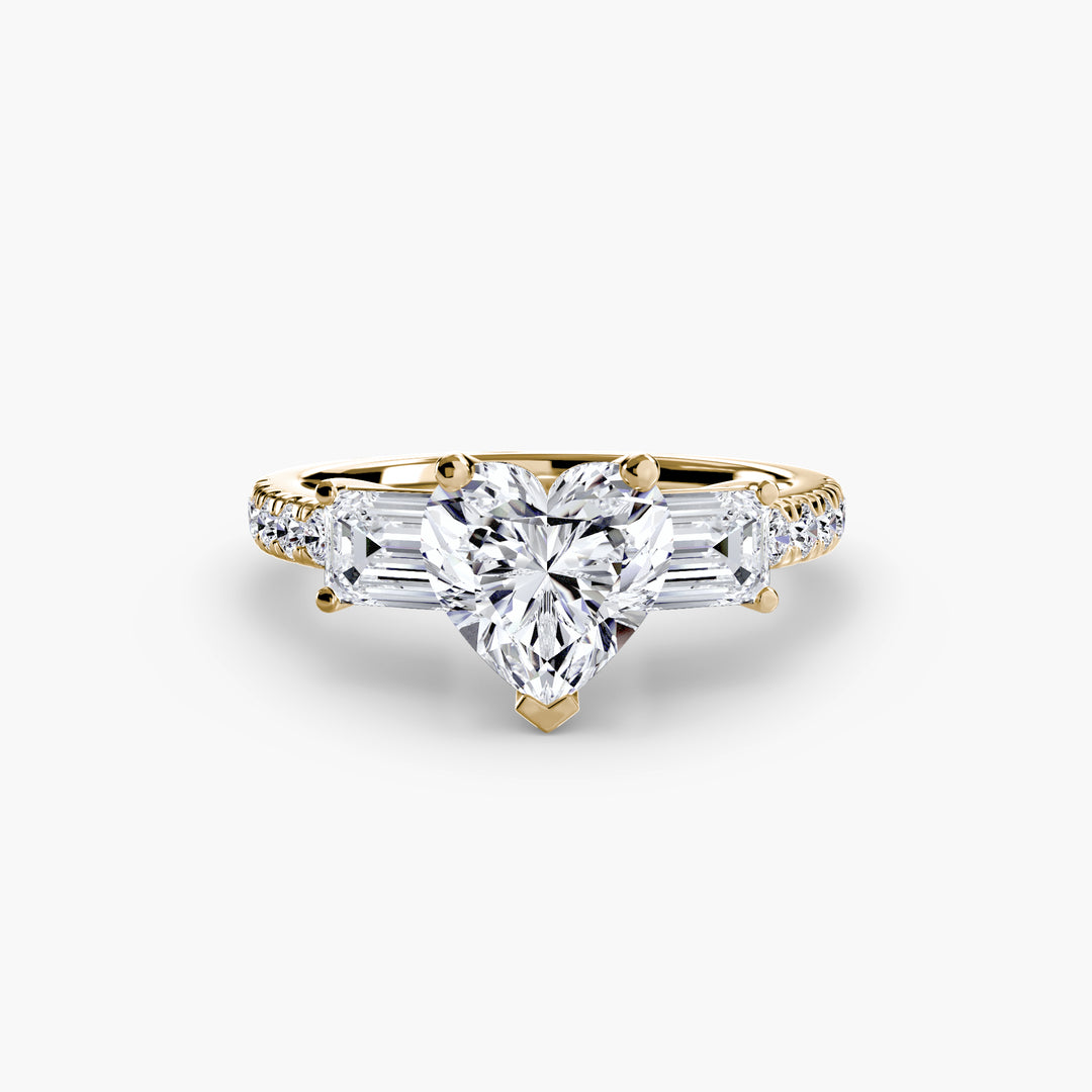 BROMONT II Three Stone Diamond Engagement Ring with a Diamond Band