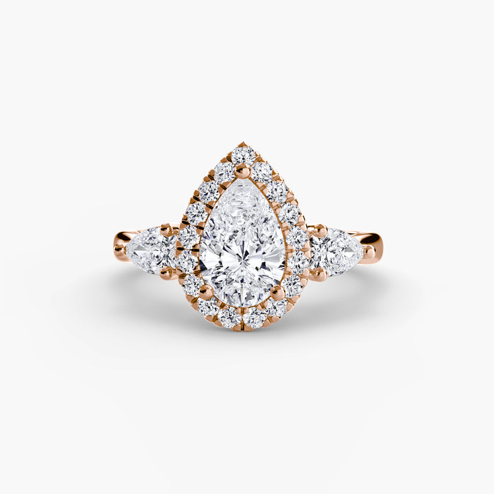 ORELL I Pear-cut Halo Diamond Engagement Ring with a Surprise Diamond