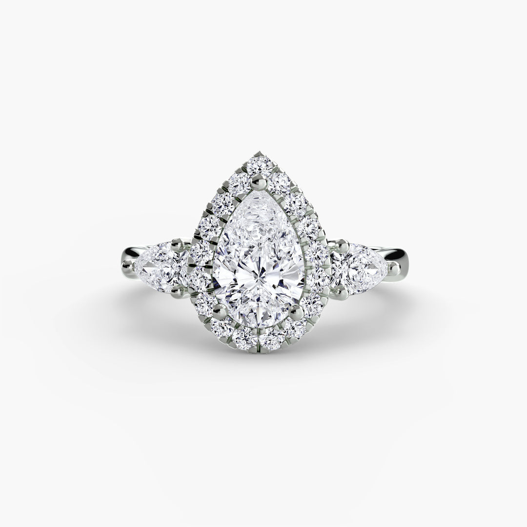 ORELL I Pear-cut Halo Diamond Engagement Ring with a Surprise Diamond