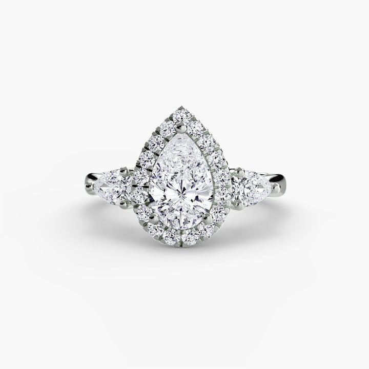 ORELL I Pear-cut Halo Diamond Engagement Ring with a Surprise Diamond