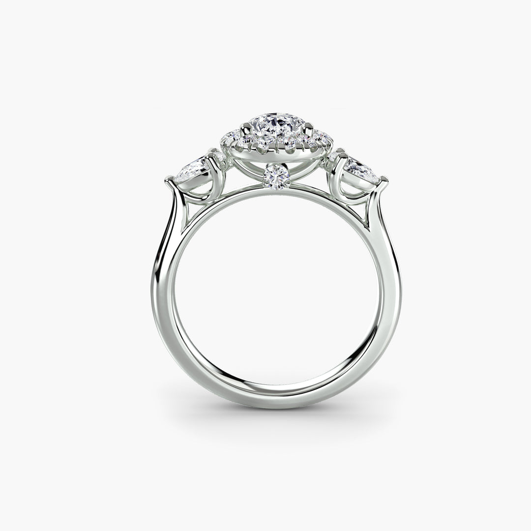 ORELL I Pear-cut Halo Diamond Engagement Ring with a Surprise Diamond