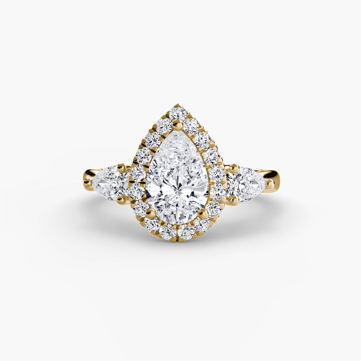 ORELL I Pear-cut Halo Diamond Engagement Ring with a Surprise Diamond