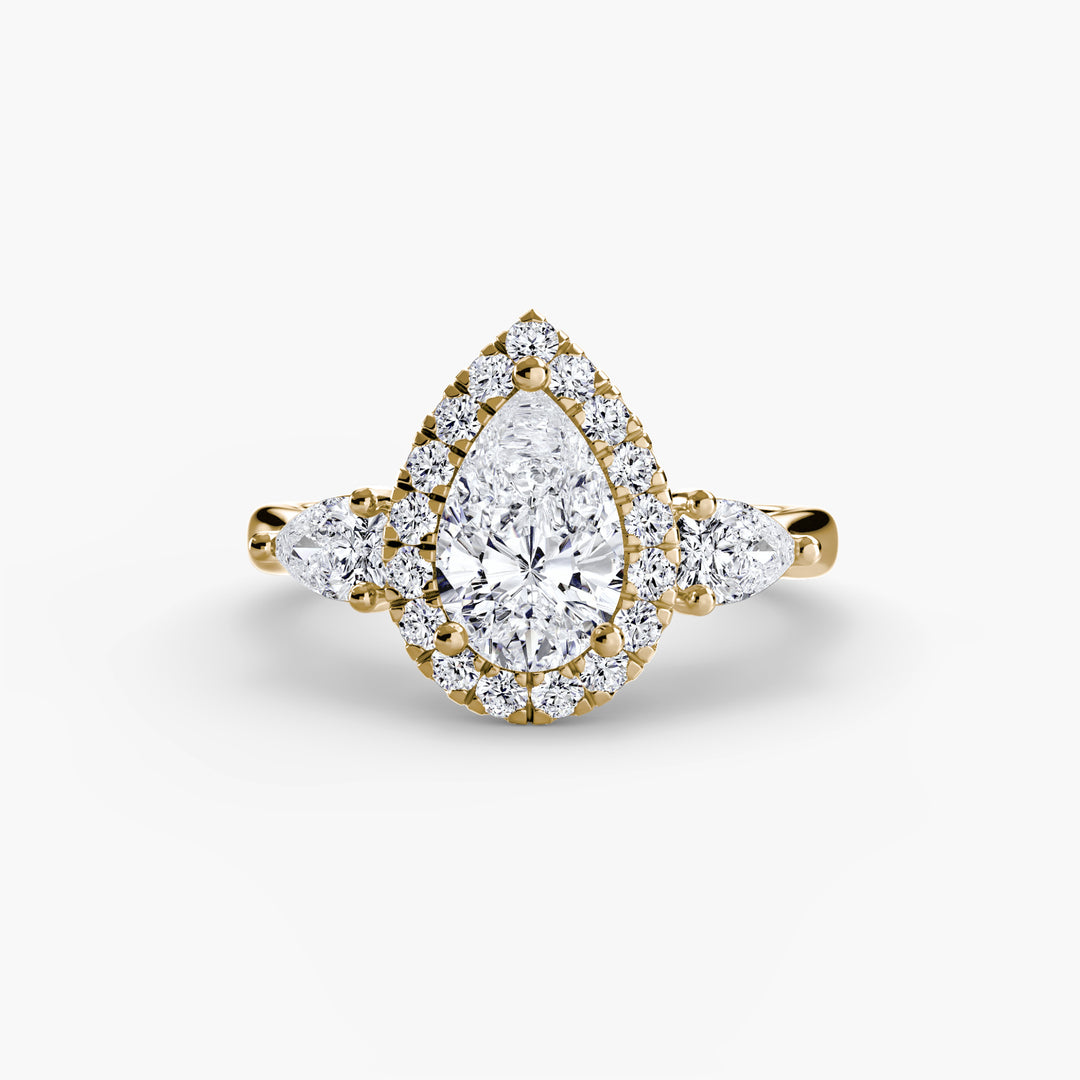 ORELL I Pear-cut Halo Diamond Engagement Ring with a Surprise Diamond