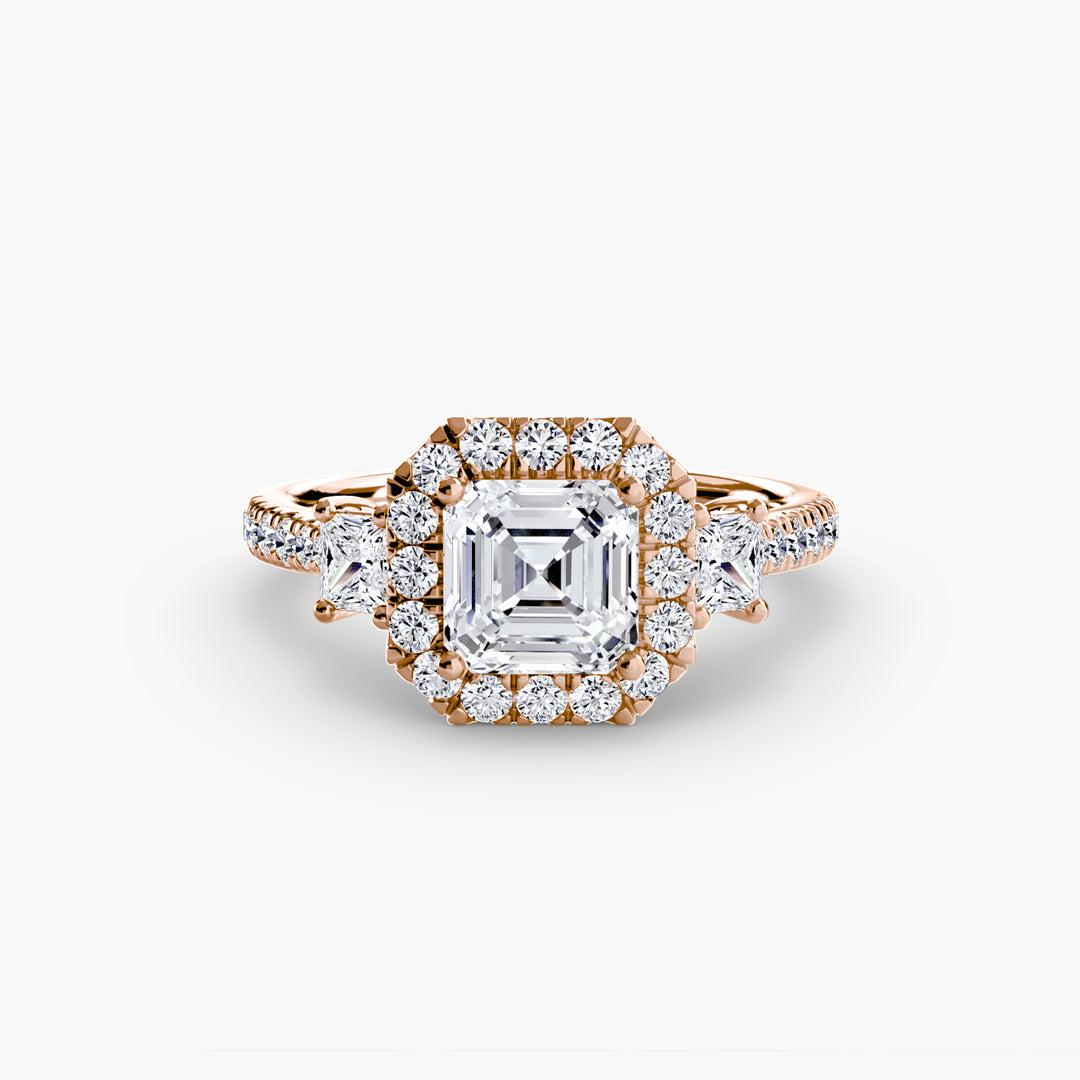 MAIDA I Halo Diamond Engagement Ring with a Diamond Band