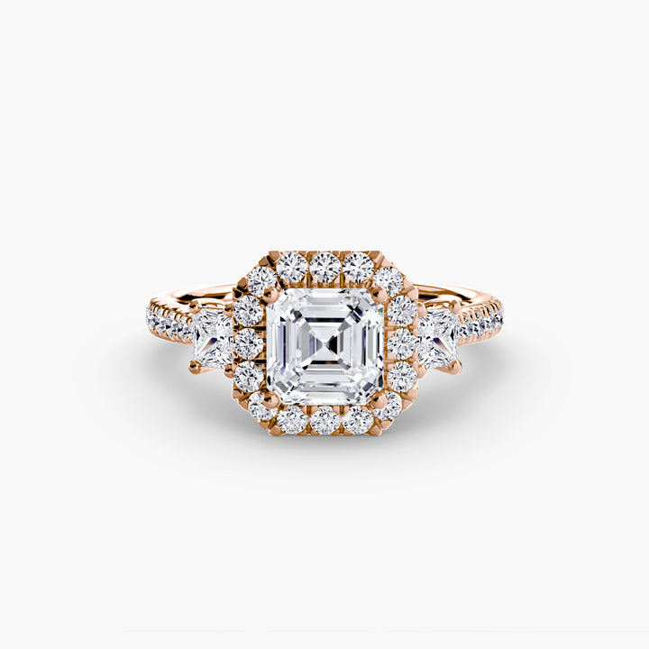 MAIDA I Halo Diamond Engagement Ring with a Diamond Band