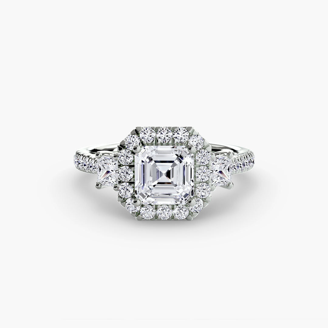 MAIDA I Halo Diamond Engagement Ring with a Diamond Band