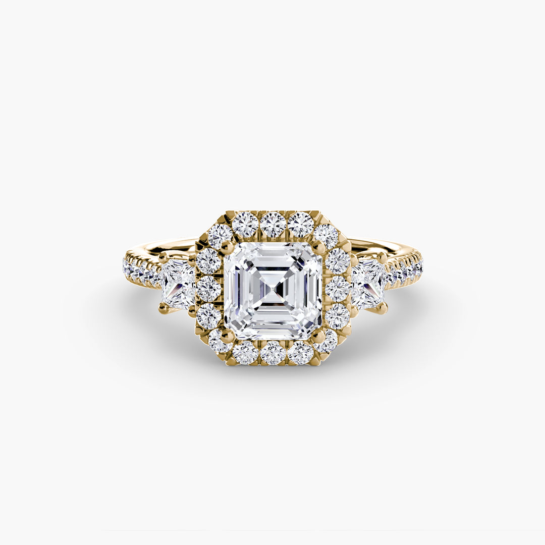 MAIDA I Halo Diamond Engagement Ring with a Diamond Band