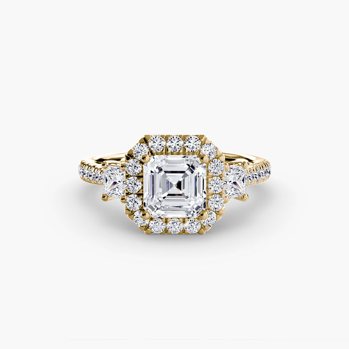 MAIDA I Halo Diamond Engagement Ring with a Diamond Band