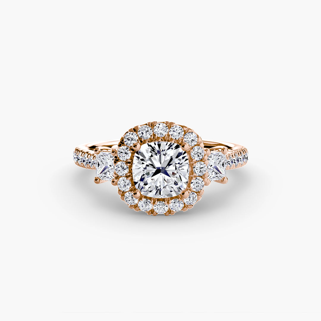 MAIDA I Halo Diamond Engagement Ring with a Diamond Band