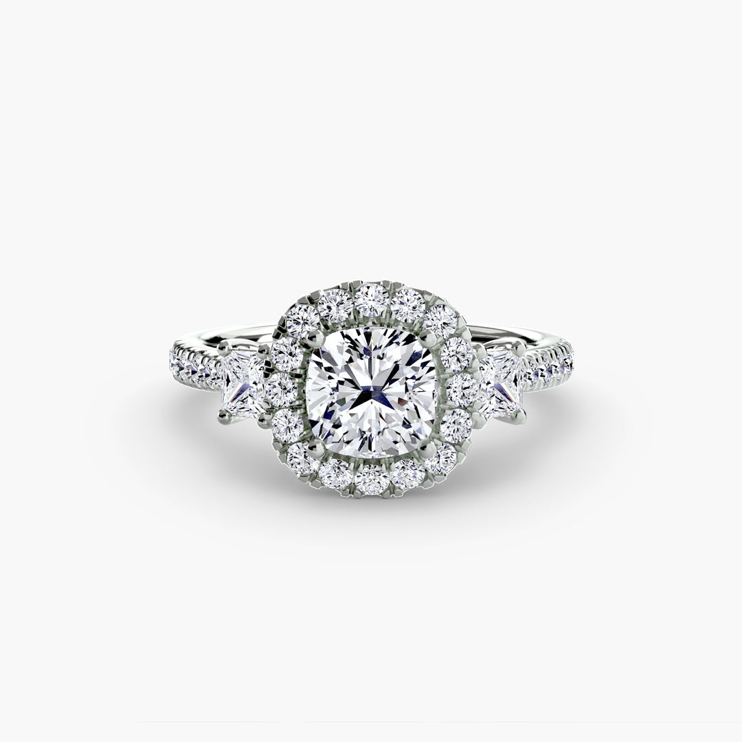 MAIDA I Halo Diamond Engagement Ring with a Diamond Band