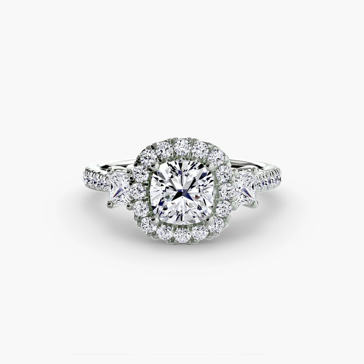 MAIDA I Halo Diamond Engagement Ring with a Diamond Band