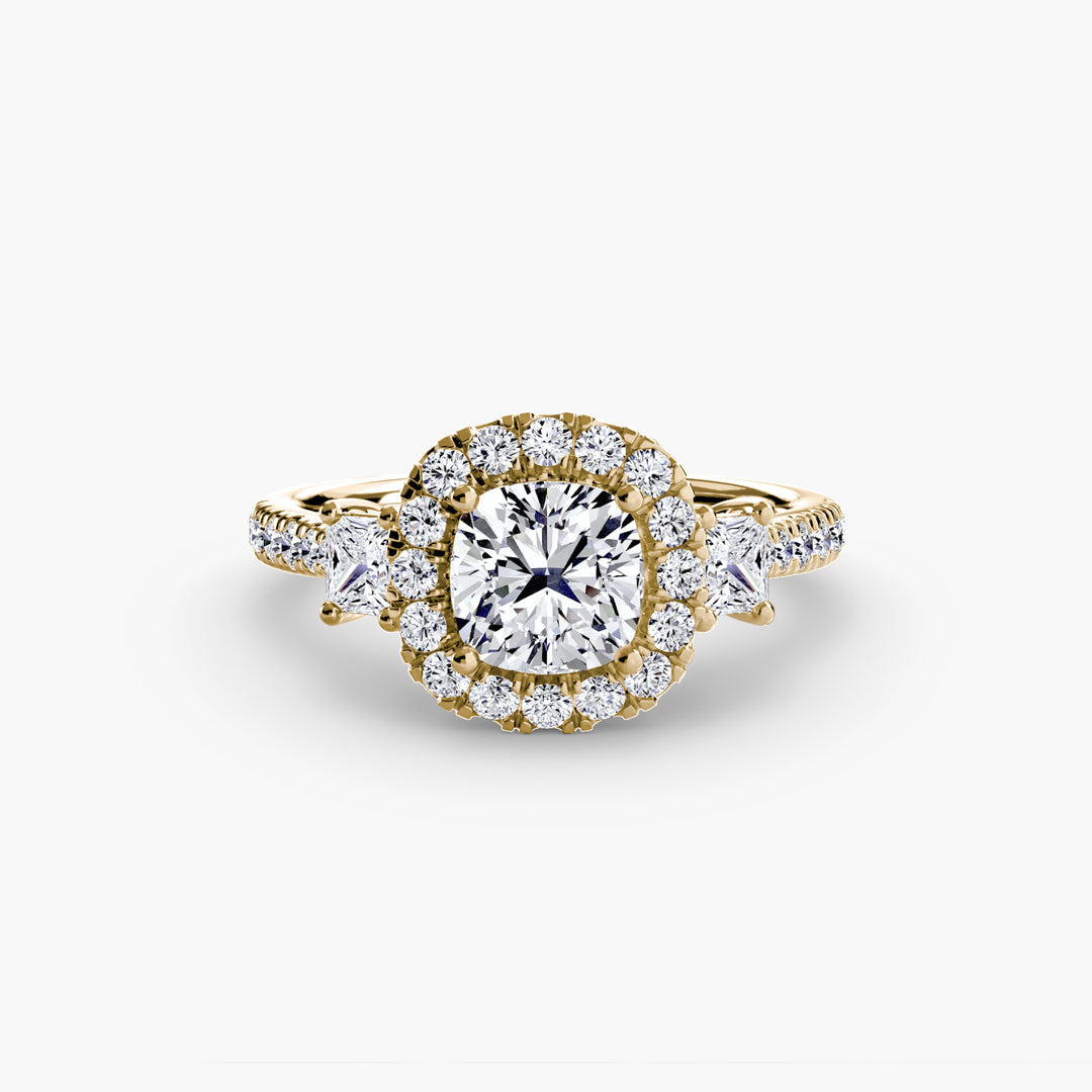 MAIDA I Halo Diamond Engagement Ring with a Diamond Band