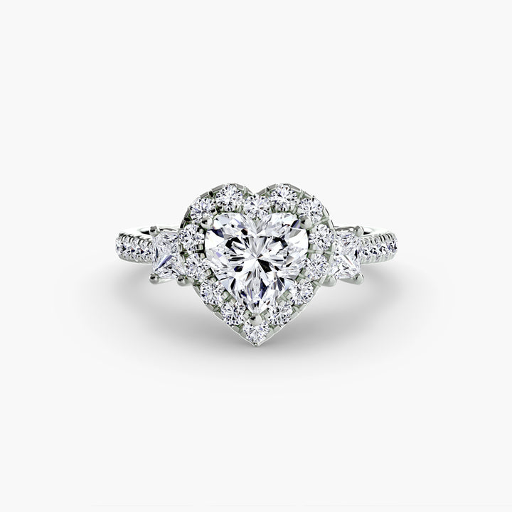 MAIDA I Halo Diamond Engagement Ring with a Diamond Band