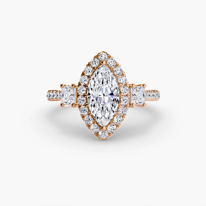 MAIDA I Halo Diamond Engagement Ring with a Diamond Band