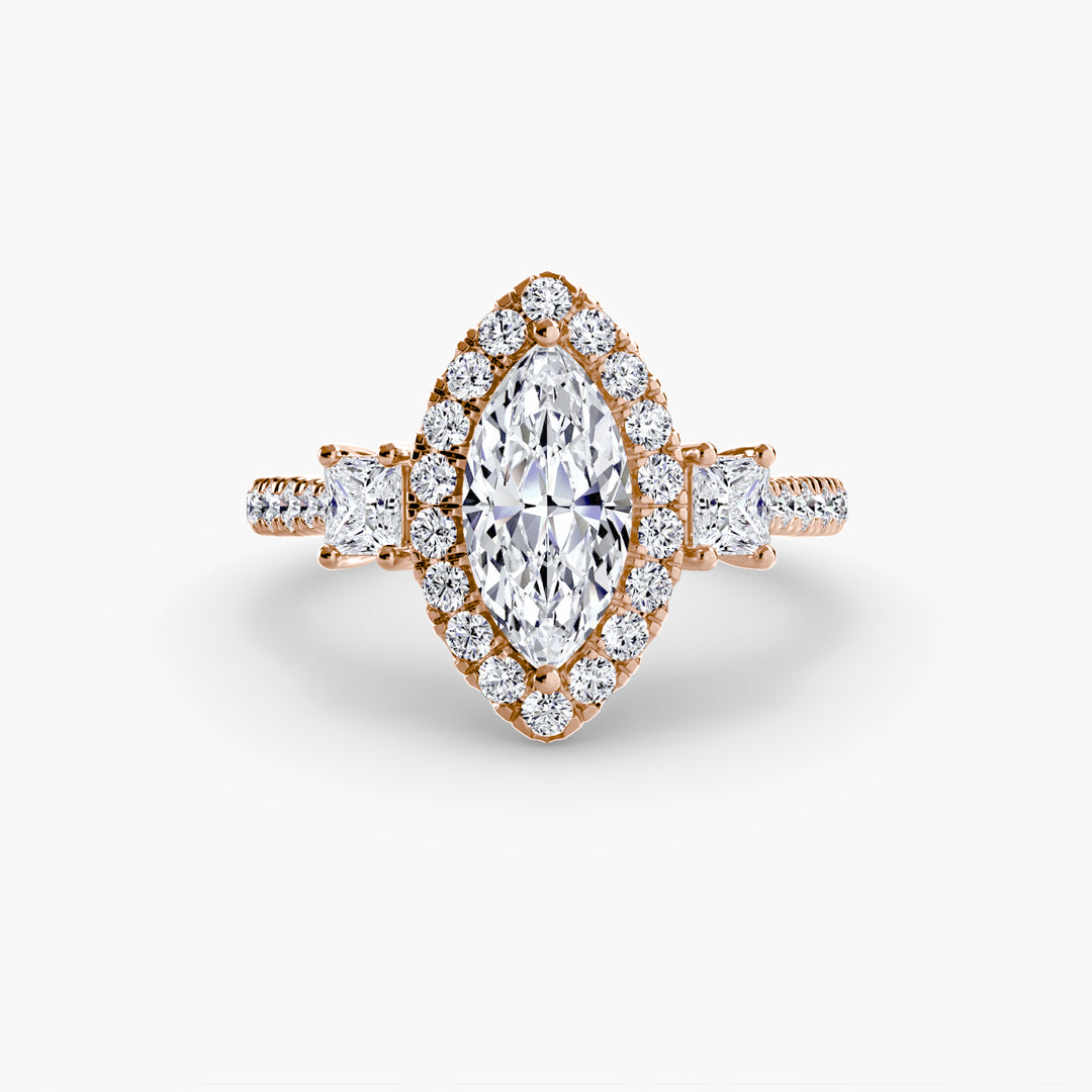 MAIDA I Halo Diamond Engagement Ring with a Diamond Band