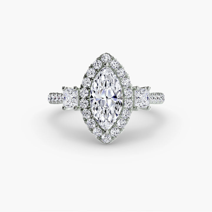 MAIDA I Halo Diamond Engagement Ring with a Diamond Band