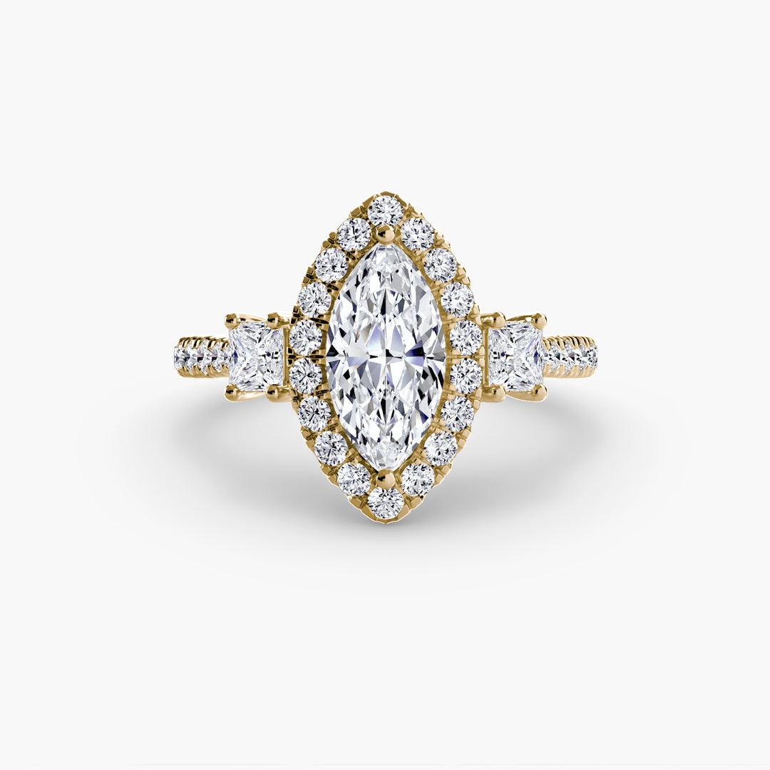 MAIDA I Halo Diamond Engagement Ring with a Diamond Band