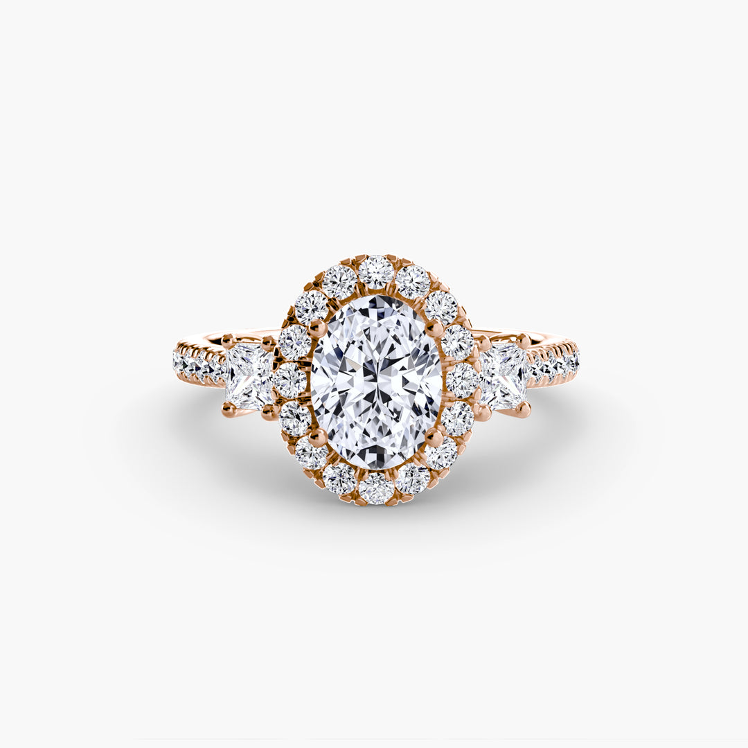 MAIDA I Halo Diamond Engagement Ring with a Diamond Band