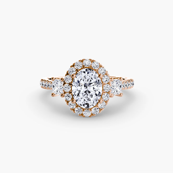 MAIDA I Halo Diamond Engagement Ring with a Diamond Band