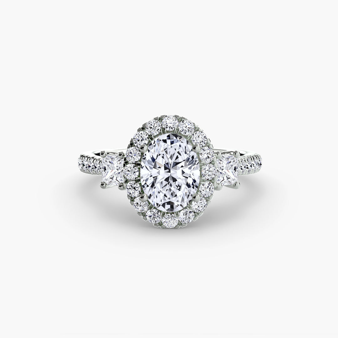 MAIDA I Halo Diamond Engagement Ring with a Diamond Band