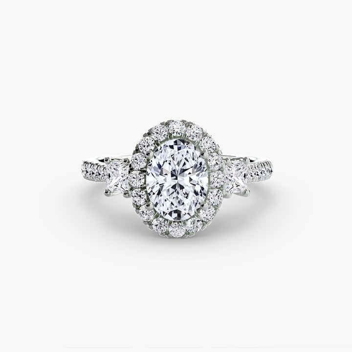 MAIDA I Halo Diamond Engagement Ring with a Diamond Band