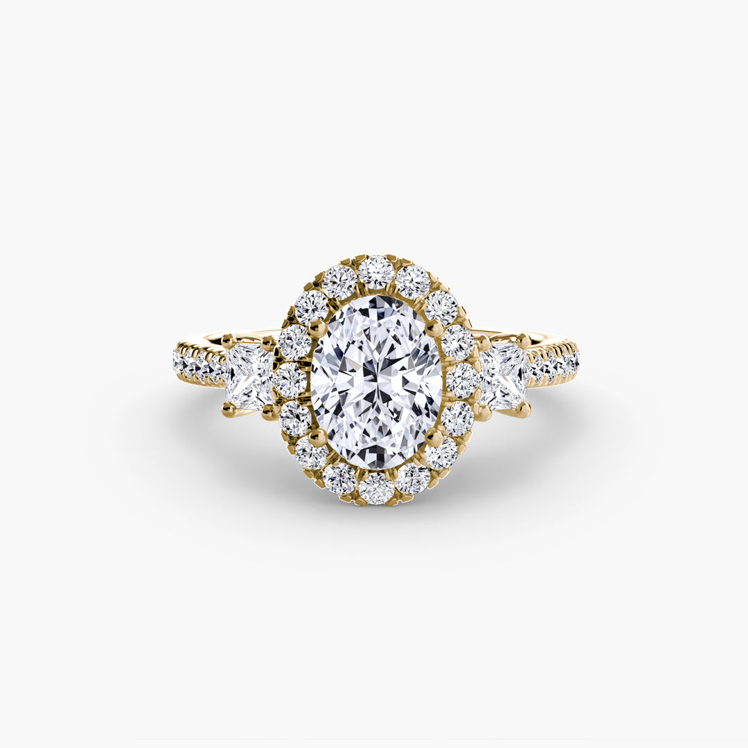 MAIDA I Halo Diamond Engagement Ring with a Diamond Band