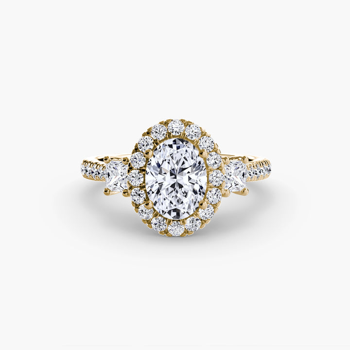 MAIDA I Halo Diamond Engagement Ring with a Diamond Band
